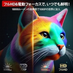 家庭用プロジェクター 天井投影可 自動台形補正 内蔵HiFiスピーカー ブラックの画像