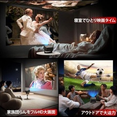 家庭用プロジェクター 天井投影可 自動台形補正 内蔵HiFiスピーカー ブラックの画像