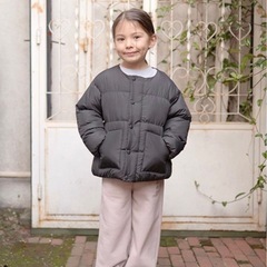 新品　リセマイン　マフラー付きパフジャケット　中綿アウター　100 ブラックの画像