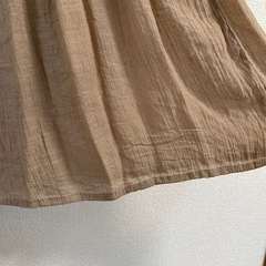 差し上げます ロングスカート マキシスカート フレアスカート ベージュ グレー (L)の画像
