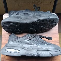 新品 26.5cm メンズ スニーカー ブラック 厚底 シューズ 識別番号:【N566-S】の画像