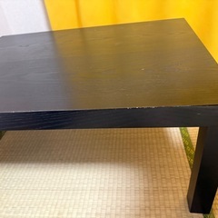 80cm×60cm 木目調 机 ローテーブル 黒の画像