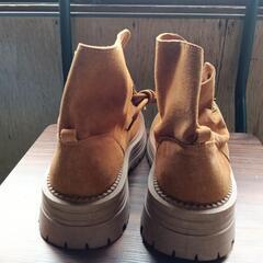 新品 22.5cm レディース ブーツ ブラウン 厚底 シューズ 識別番号:【B007-S】の画像