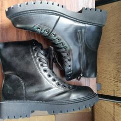 新品 24.5cm レディース ブーツ ブラック 厚底 シューズ 識別番号:【B004-S】の画像