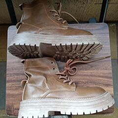 新品 23.5cm レディース ブーツ ブラウン 厚底 シューズ 識別番号:【B001-S】の画像