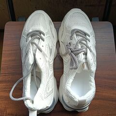 新品 25.5cm メンズ スニーカー ホワイト 厚底 シューズ 普段着 識別番号:【N572-S】の画像