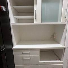 ホワイト食器棚幅104cmの画像