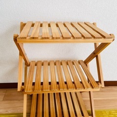 【お取引可能」】木製折りたたみラック3段②の画像