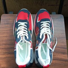 新品 25cm メンズ スニーカー ブルー 厚底 男女兼用 シューズ 識別番号:【N574-S】の画像