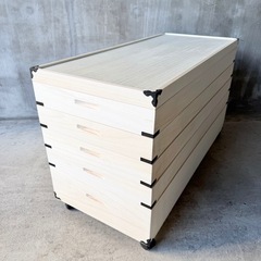 美品 桐 衣装ケース 5段 キャスター付き 桐箱 桐ケースの画像