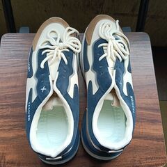 新品 26cm メンズ スニーカー ホワイト ブルー 厚底 シューズ 識別番号:【N578-S】の画像