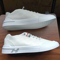 新品 25cm メンズ スニーカー ホワイト 厚底 男女兼用 シューズ 識別番号:【N579-S】の画像