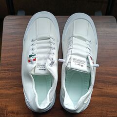 新品 25cm メンズ スニーカー ホワイト 厚底 男女兼用 シューズ 識別番号:【N579-S】の画像