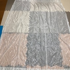 ホワイト ストライプ レースカーテン　2枚119×174の画像