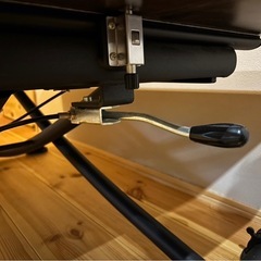 中古 昇降式 ダイニングテーブル/ローテーブル W1100×D600 ダークブラウン 高さ可変 広がる天板 の画像