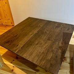 中古 昇降式 ダイニングテーブル/ローテーブル W1100×D600 ダークブラウン 高さ可変 広がる天板 の画像