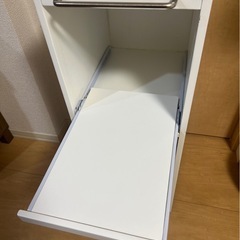 キッチンワゴン 炊飯器 ワゴン スライド式 ホワイト 幅31cm コンセント付きの画像