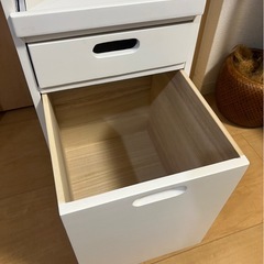 キッチンワゴン 炊飯器 ワゴン スライド式 ホワイト 幅31cm コンセント付きの画像