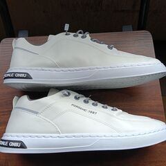 新品 27cm メンズ スニーカー ホワイト 厚底 シューズ 普段着 識別番号:【N584-S】の画像