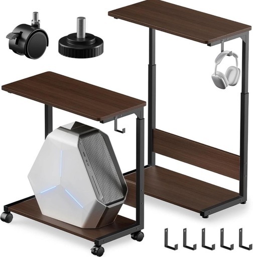 サイドテーブル️昇降式 キャスター付き パソコンワゴン PCラック 高さ