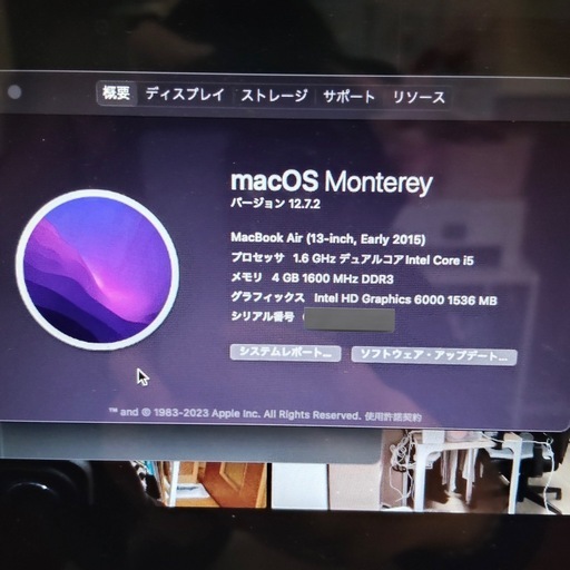 MacBook Air 13インチ SSD 1TB A1466