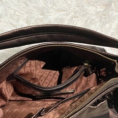 【FORRE】未使用 ショルダーバッグ 光沢ブラウン リボンの画像