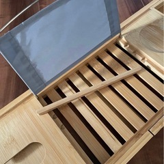 新品未使用！【バスタブトレー】竹製　調整可能の画像