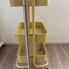 3段 キッチンワゴン キャスター付き マルチワゴン イエローの画像