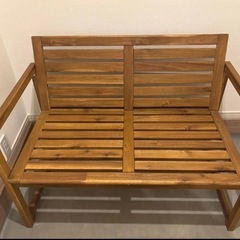 【未使用】北欧風 木製ベンチ クッション付き 2人掛け（2024年購入）の画像