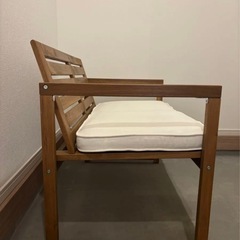 【未使用】北欧風 木製ベンチ クッション付き 2人掛け（2024年購入）の画像