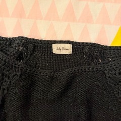 Lily Brown フリンジ付きニット ブラックの画像