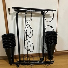 (株)ポピー　ﾌﾗﾜｰｽﾀﾝﾄﾞ16ﾎﾟｯﾄ              ZW -364 BLK 業務用花什器 フラワースタンド 花屋ディスプレイ フラワーショップ什器の画像