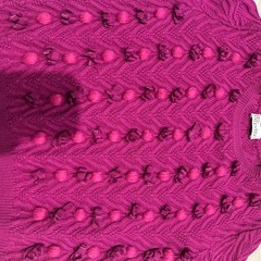 レッドヴァレンティノジオメトリック編みリボン×ボールラウンドネックニットセーターの画像