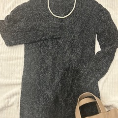 セオリー　グレー　ケーブルニットセーター ケーブル編み　長袖ニットセーターの画像