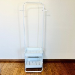 ハンガーラック　キャスター付き　コンパクト　スリム　収納　白　ホワイト　パイプ　ワゴンの画像