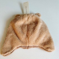 ベビー用クマ耳帽子 手袋セット　48cm ベージュの画像