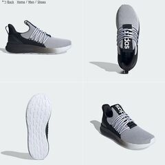 Adidasアディダス スリッポン スニーカー メンズ 25cm 白/黒 Lite Racer Adapt 7.0 海外モデル adidasの画像