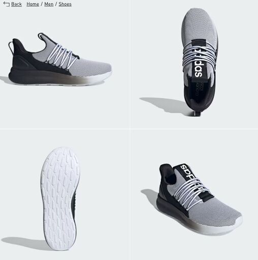 Adidasアディダス スリッポン スニーカー メンズ 24.5cm 白/黒 Lite Racer Adapt 7.0 海外モデル