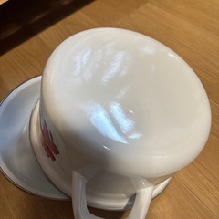 【新品未使用】レトロ柄ホーロー鍋の画像