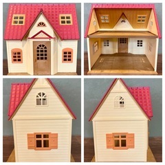 シルバニアファミリー　はじめてのシルバニアファミリー　ハウス　お家　赤い屋根　ショコラウサギ　ショコラうさぎ　赤ちゃん　あかちゃん　冷蔵庫　家具　小物　セット　まとめ売り　美品　箱あり　欠品なし　おままごと　着せ替え人形　ドール遊び　知育玩具　クリスマス　プレゼント　誕生日の画像