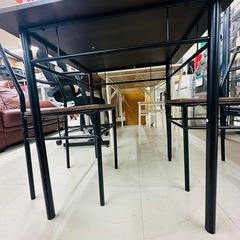 ★1036　2人掛けダイニングセット　黒基調　リサイクルマート鹿児島宇宿店の画像