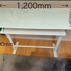 ガラス天板 カウンターテーブル（ハイテーブル）ホワイトの画像
