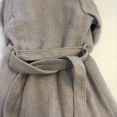 salire サリア フォックスファー付 ウール混コート 38 グレーの画像