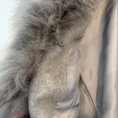 salire サリア フォックスファー付 ウール混コート 38 グレーの画像