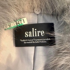 salire サリア フォックスファー付 ウール混コート 38 グレーの画像