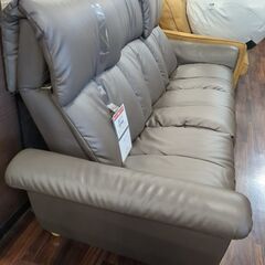 3人掛けソファ マルイチ 合皮 ブラウン 幅203×高さ97×奥行80cmの画像