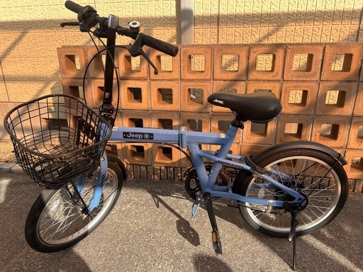 今日中お値下げ中！Jeep 折りたたみ自転車 ！青色 バスケット付き