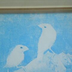 白い文鳥の絵 額入りインテリアの画像
