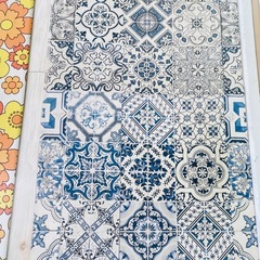 可愛い　お洒落　レトロ　洗えるキッチンマット　2枚セット　掃除楽々の画像