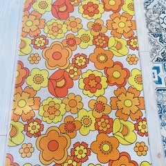 可愛い　お洒落　レトロ　洗えるキッチンマット　2枚セット　掃除楽々の画像